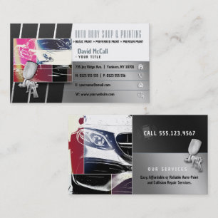 Auto Body Shop & Painting   Paint Sprayer Business Card