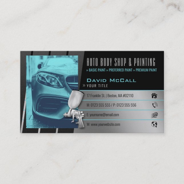 Auto Body Shop & Painting | Paint Sprayer Business Card (Front)