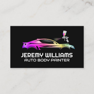 Auto Body Shop   Spray Gun Painting on Car Business Card