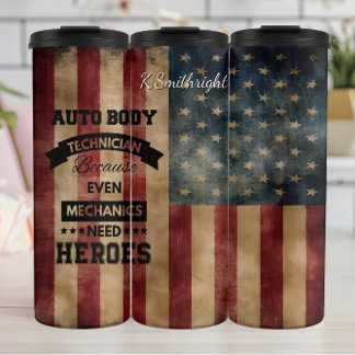 Auto Body Technician American Flag Thermal Tumbler
