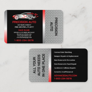 Auto Body Work Custom Car Paint Detailing Collison Business Card
