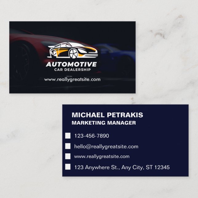 Auto, Car, Dealer Dealership Business Card (Front/Back)