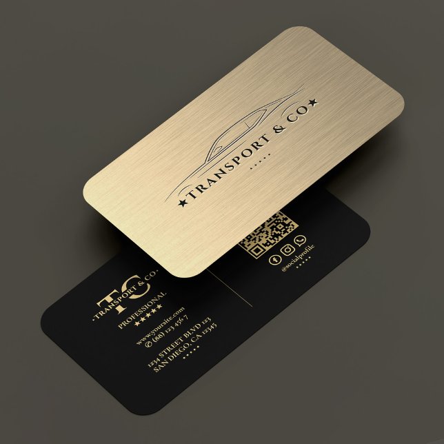 Auto Car Driver Transport Black Faux Gold Modern Business Card (Auto Car Driver Transport Black Gold Modern Business Card
)