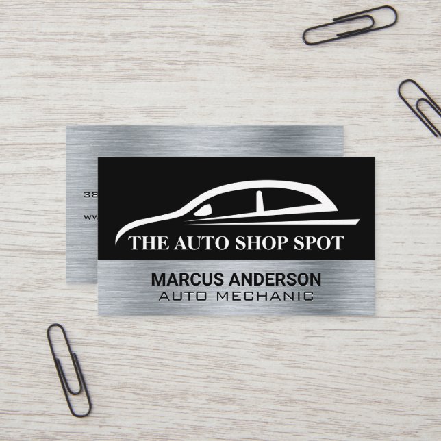 Auto Car Modern Logo Business Card (Front/Back In Situ)