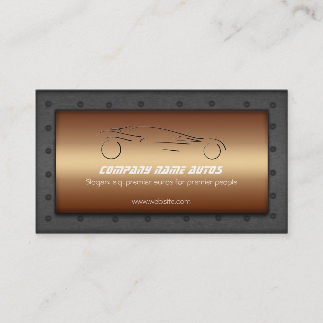 Auto Car on Brushed Copper - Sportscar template Business Card (Front)