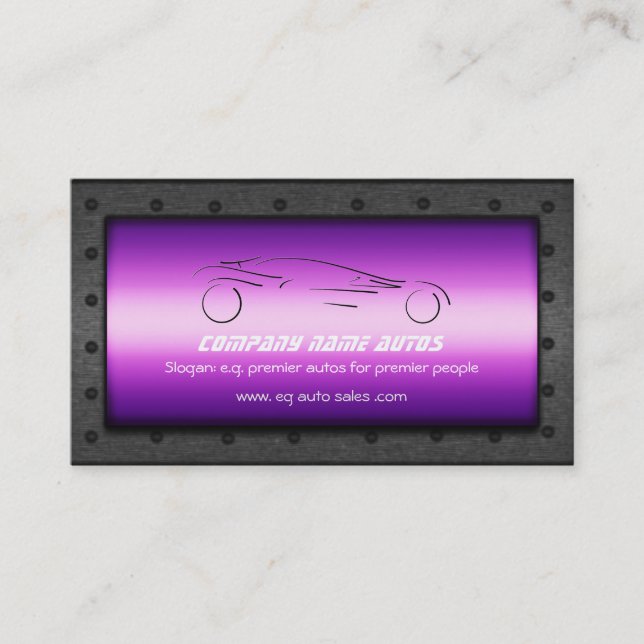 Auto Car on Luxurious Purple - Sportscar template Business Card (Front)