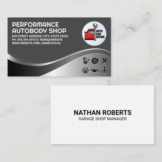 Auto Car Repair Logo | Mechanic Services Business Card (Front/Back)