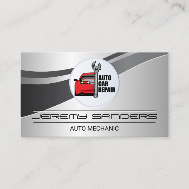 Auto Car Repair Logo | Mechanic Wrench Business Card (Front)