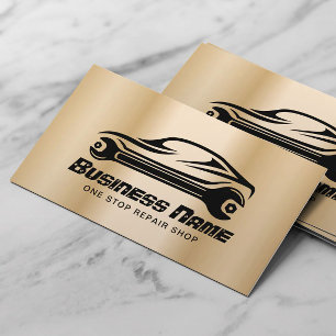 Auto Car Repair Modern Gold Automotive Mechanic Business Card
