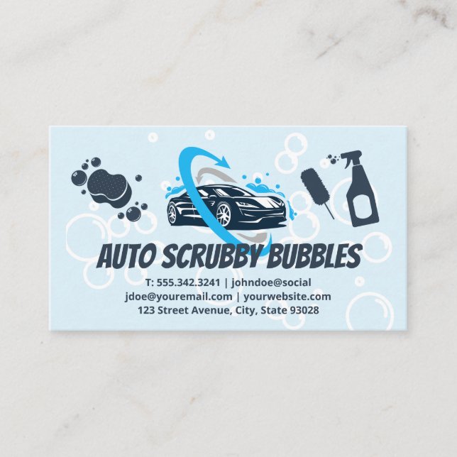 Auto Car Wash | Cleaning Supplies Business Card (Front)