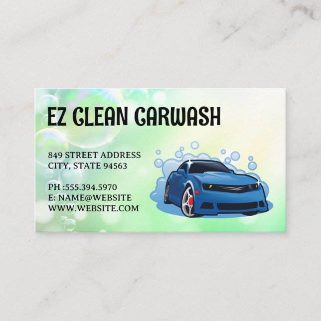 Auto Car Wash Services Business Card (Front)