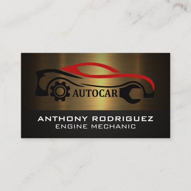 Auto Car Wrench Logo | Mechanic Repair Business Card (Front)