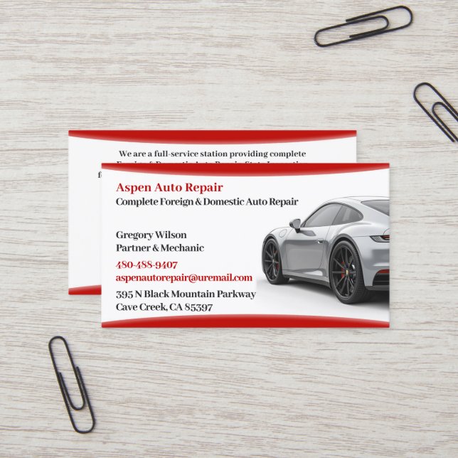 Auto Cars Business Card (Front/Back In Situ)