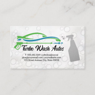 Auto Cleaning Spray Soap Bubbles Business Card