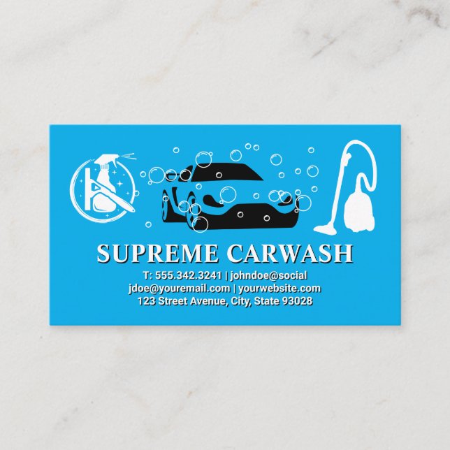 Auto Cleaning Tools | Soap Bubbles Business Card (Front)