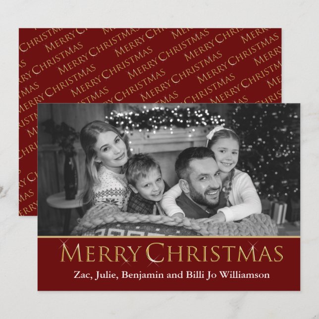 Auto Converted Photo to Black & White Christmas Holiday Card (Front/Back)