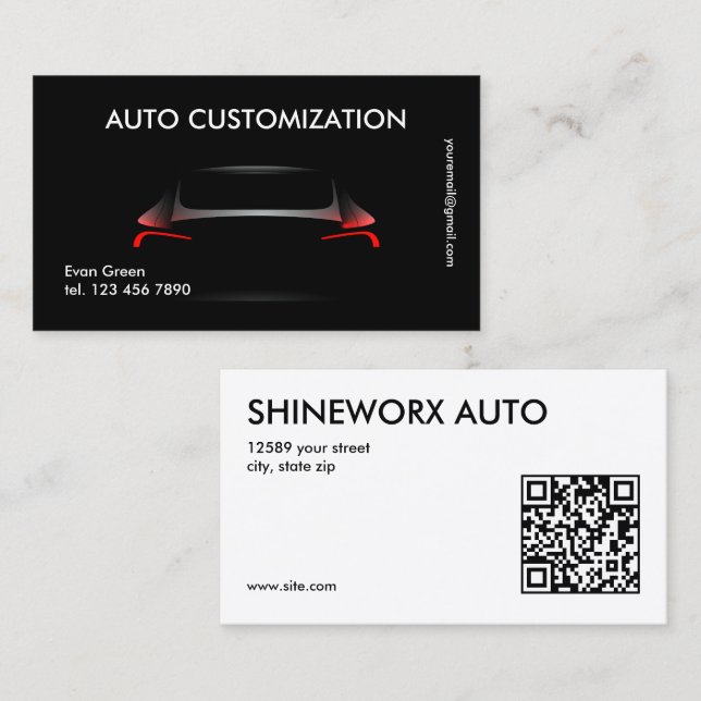 Auto Customisation Car Custom QR Business Card (Front/Back)