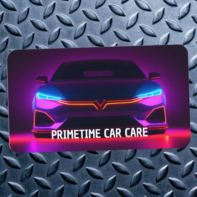 🏎️ Auto Detailer Neon Business Card (Auto Detailer Neon Business Cards)