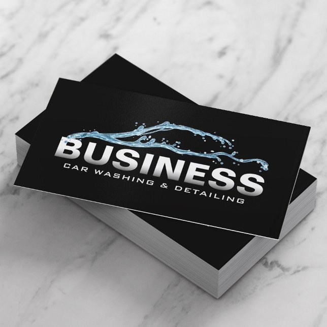 Auto Detailing 3D Water Car Wash Automotive Business Card (Creator Uploaded)