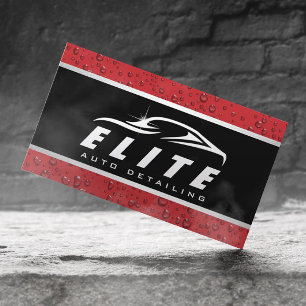 Auto Detailing Auto Spa Black & Red Car Washing Business Card