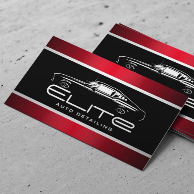 Auto Detailing Auto Spa Muscle Car Red Metal Business Card (Creator Uploaded)