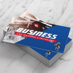 Auto Detailing Automotive Car Wash Modern Blue Business Card