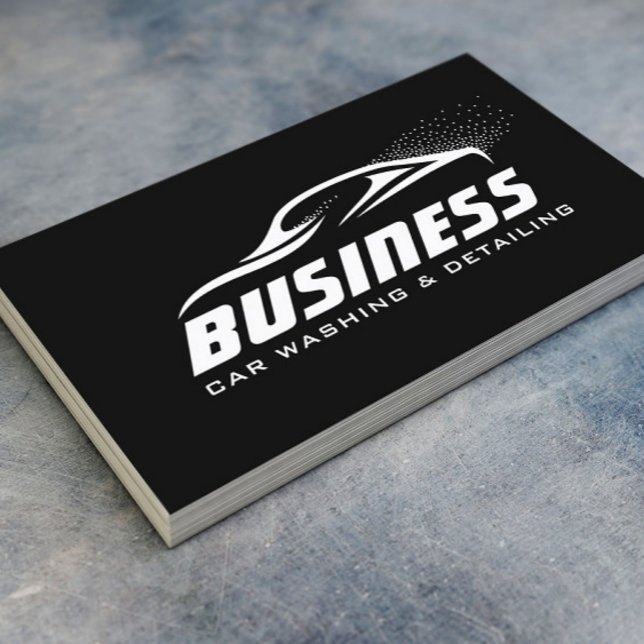 Auto Detailing Automotive Car Wash Plain Black Business Card (Creator Uploaded)