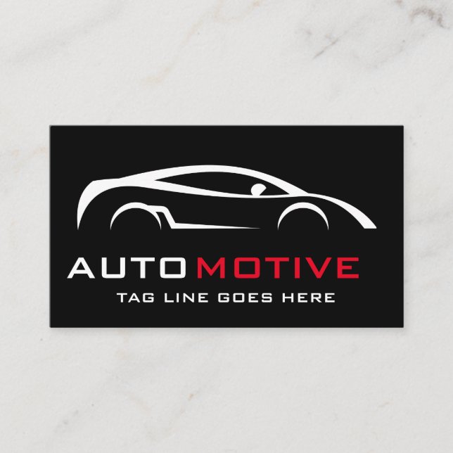 Auto Detailing Automotive Modern Black & White Business Card (Front)