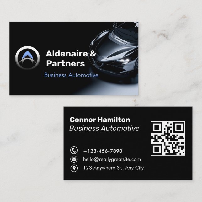 Auto Detailing Car Automotive Professional QR Code Business Card (Front/Back)
