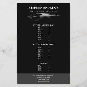 Auto Detailing Car Cleaning Repair Price List  Flyer