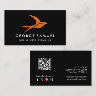 Auto Detailing Car Repair Shop Flying Bird Logo Business Card