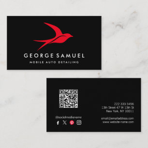 Auto Detailing Car Repair Shop Flying Bird Logo Business Card
