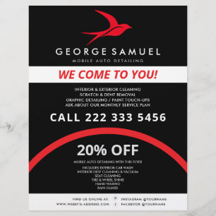 Auto Detailing Car Repair Shop Flying Bird Logo Flyer