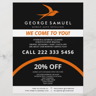 Auto Detailing Car Repair Shop Flying Bird Logo Flyer