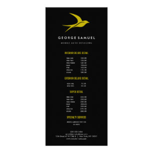 Auto Detailing Car Repair Shop Flying Bird Logo Rack Card