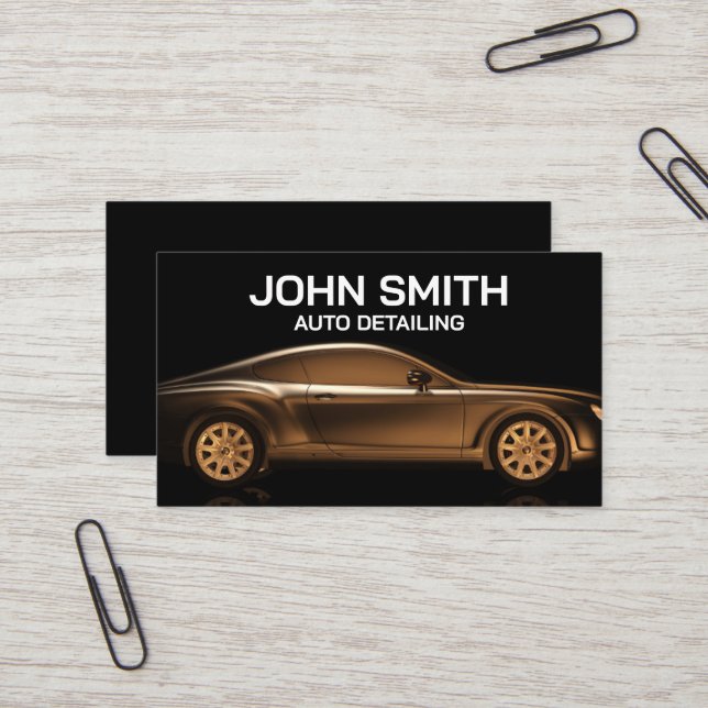Auto Detailing Car Wash Automotive Black Business Card (Front/Back In Situ)