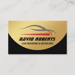 Auto Detailing Car Wash Automotive Black & Gold  Business Card