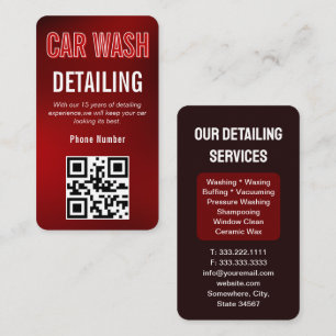 Auto Detailing Car Wash Automotive Modern RED Business Card