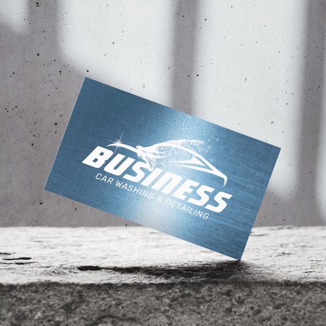 Auto Detailing Car Wash Automotive Royal Blue Business Card (Creator Uploaded)