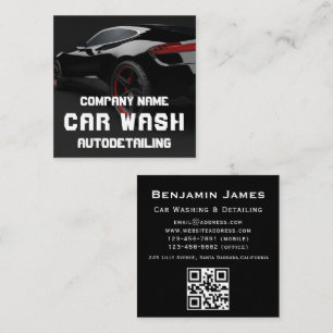 Auto Detailing Car Wash QR Code Square Business Card