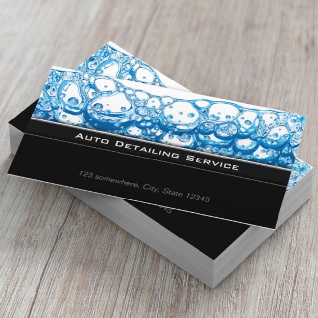 Auto Detailing Car Wash Stylish Dark Business Card (Creator Uploaded)