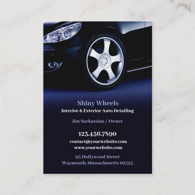 Auto Detailing Chubby Business Card (Front)