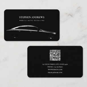 Auto Detailing Cleaning Auto Repair QR Code  Business Card