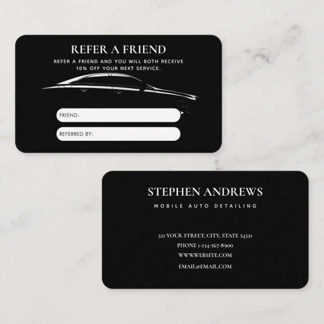 Auto Detailing Cleaning Auto Repair Referral Card (Front/Back)