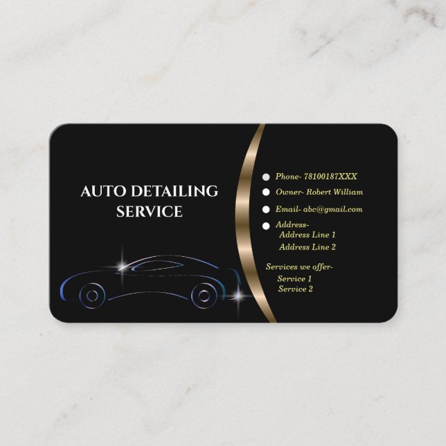 Auto detailing cleaning car logo business card (Front)