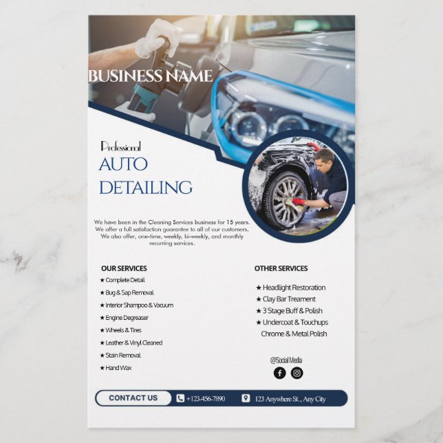 Auto Detailing Cleaning Service  Flyer (Front)