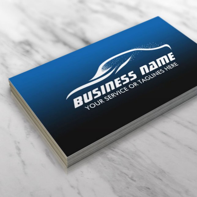 Auto Detailing Cool Car Shape Blue Automotive Business Card (Creator Uploaded)