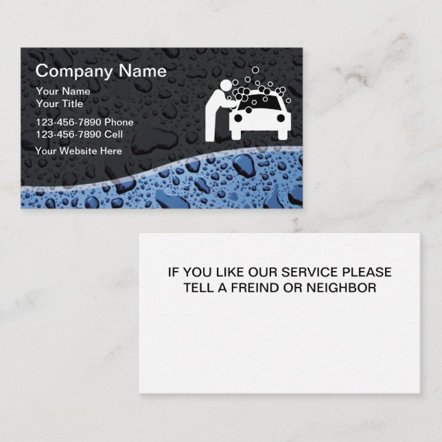 Auto Detailing Cool Car Wash Business Cards (Front/Back)