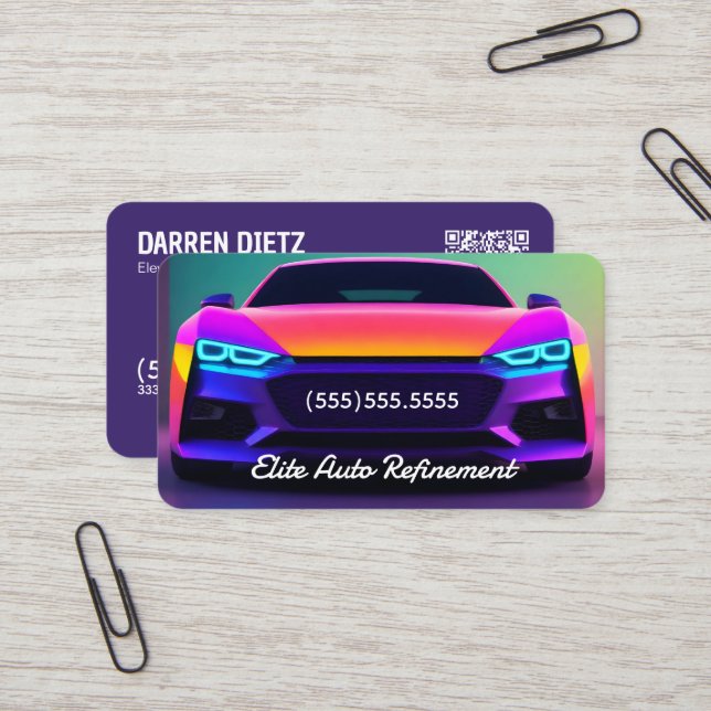 Auto Detailing Detailer QR Business Card (Front/Back In Situ)