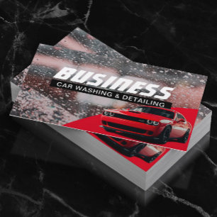 Auto Detailing Professional Car Wash Red Cleaning  Business Card